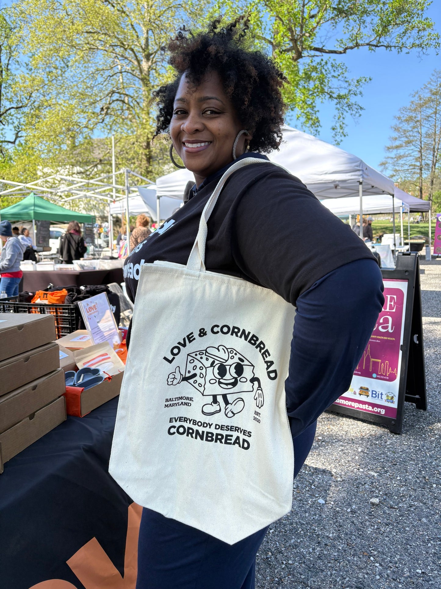 Love & Cornbread Signature Tote Bag - Heavyweight Canvas Tote - Baltimore Nonprofit Merch
