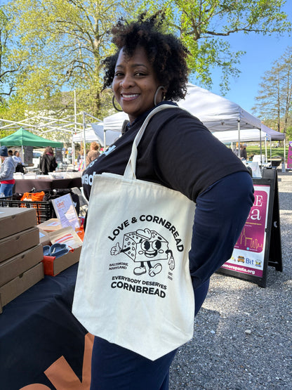 Love & Cornbread Signature Tote Bag - Heavyweight Canvas Tote - Baltimore Nonprofit Merch